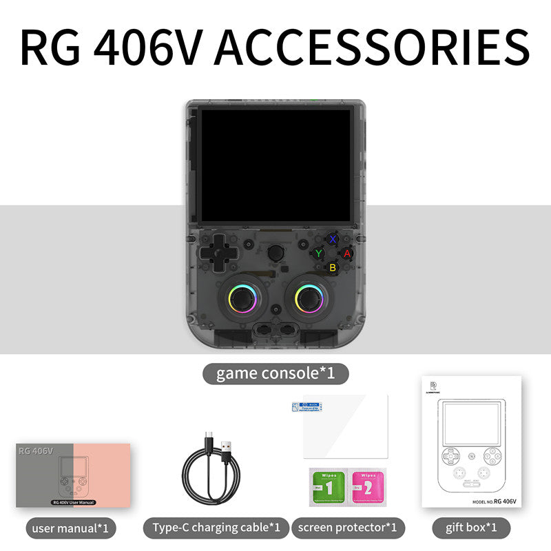 Consola portátil de juegos retro ANBERNIC RG 406V pantalla multitáctil IPS de 4" Android 13, 256GB color negro