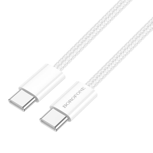 Cable de datos y carga rápida Borofone BX103 60W USB tipo C a USB tipo C Largo:1m color blanco