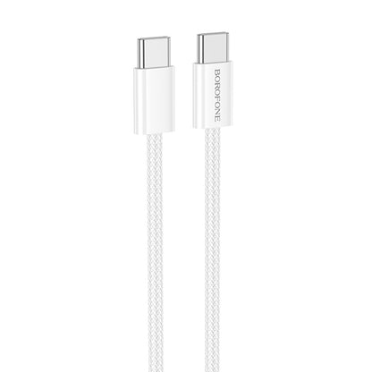 Cable de datos y carga rápida Borofone BX103 60W USB tipo C a USB tipo C Largo:1m color blanco