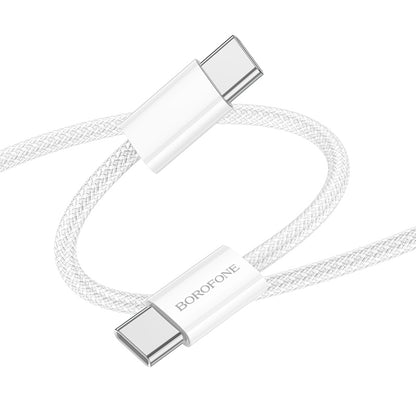 Cable de datos y carga rápida Borofone BX103 60W USB tipo C a USB tipo C Largo:1m color blanco