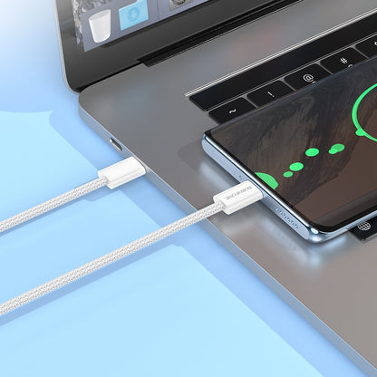 Cable de datos y carga rápida Borofone BX103 60W USB tipo C a USB tipo C Largo:1m color blanco